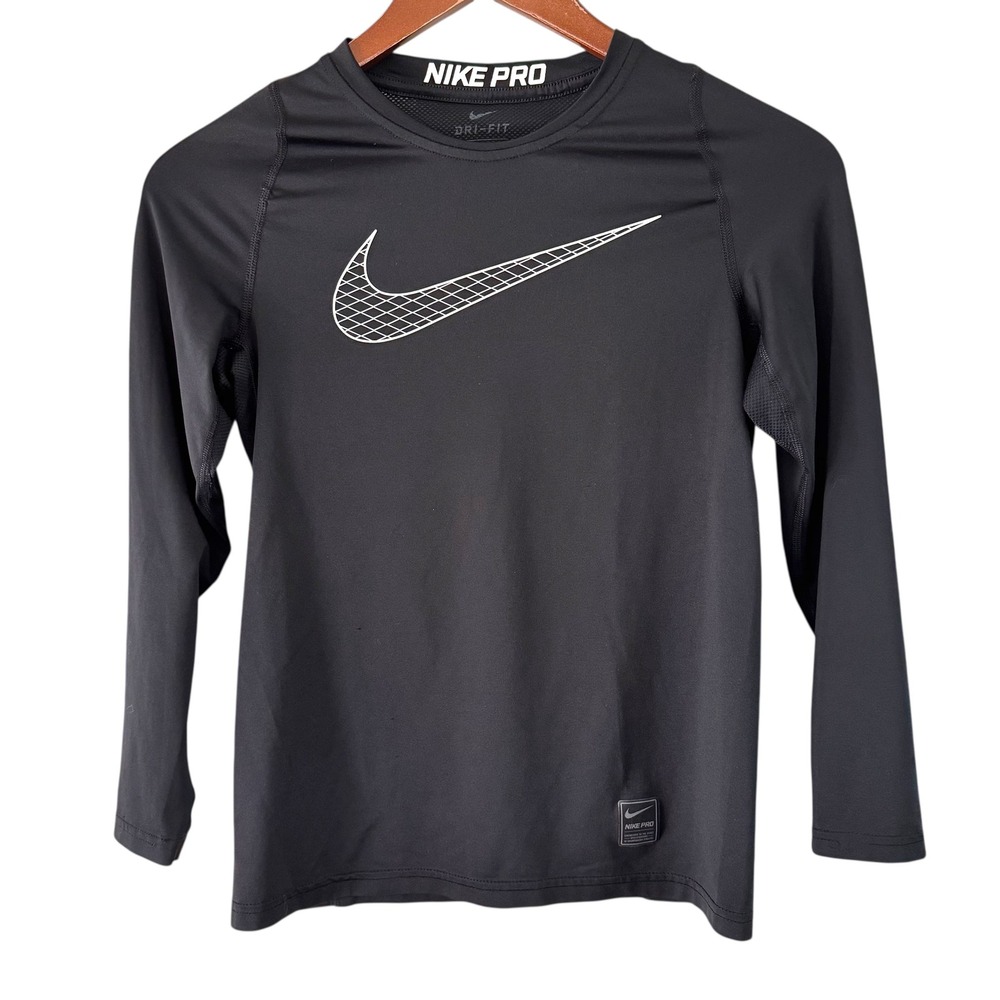 Nike Pro Dri-FIT‎ Long Sleeve Top Athletic Training Shirt Black Medium